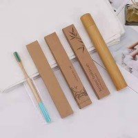 Mini baby kids round stand bamboo toothbrush