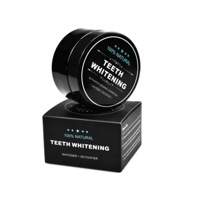 Charcoal Teeth Whitening Powder Natural Coconut Teeth Whitener  with Bamboo Brush