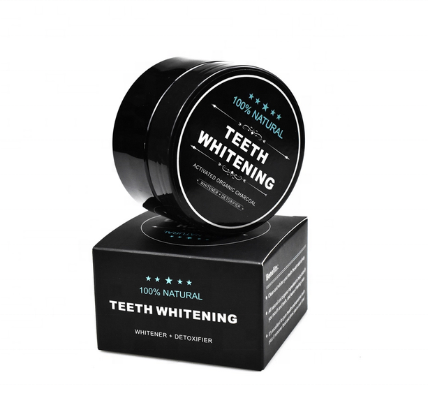 Charcoal Teeth Whitening Powder Natural Coconut Teeth Whitener  with Bamboo Brush