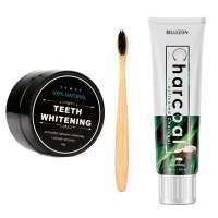 OEM Bamboo Toothbrush and Coconut Shell Activated Charcoal Teeth Whitening Kit